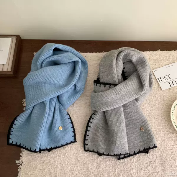 Super Soft and High-End Scarf | Overlock Process Small Metal Label Warm Scarf Student Scarf Autumn and Winter Women