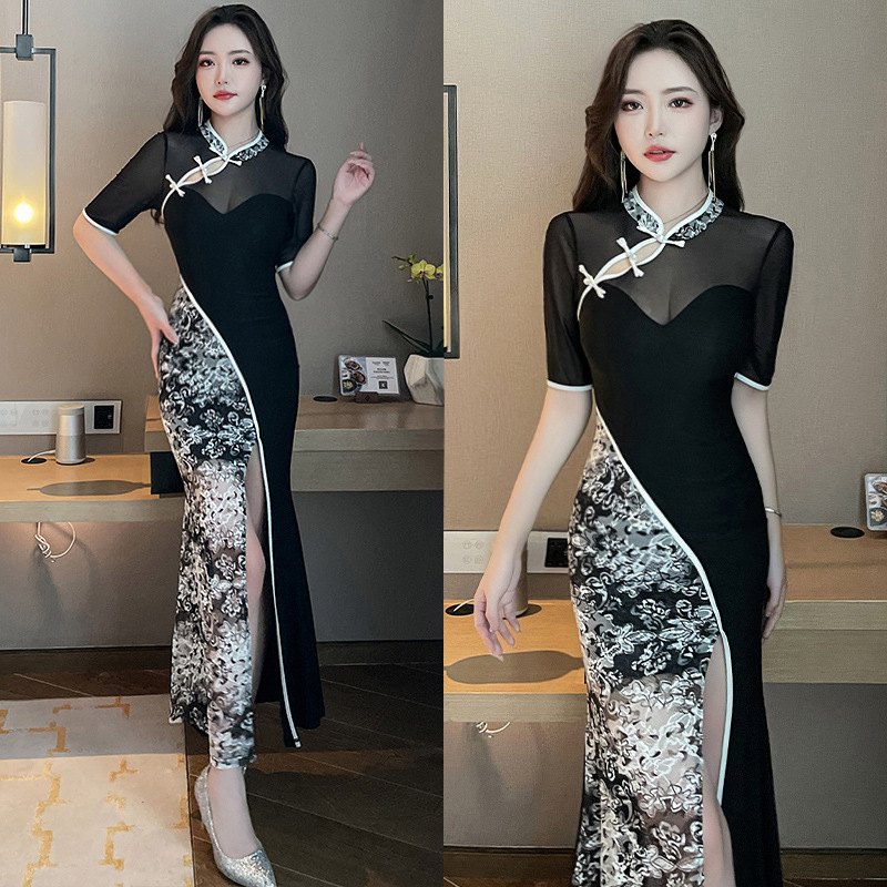 Nightclub work clothes elegant slimming foot bath technician sauna dress evening dress KTV Princess sexy dress