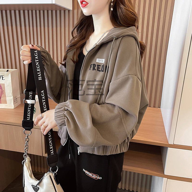 FB磨毛加厚毛呢格子衬衫女宽松中长款秋冬季新款港味百搭衬衣外套详情9