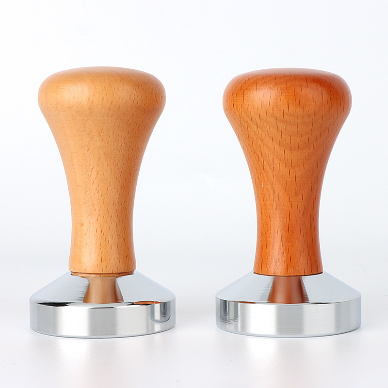 Coffee powder press powder hammer beech handle stainless steel powder hammer 51/53/58mm espresso coffee machine appliance Coffee powder press powder hammer beech handle stainless steel powder hammer 51/53/58mm espresso coffee machine appliance