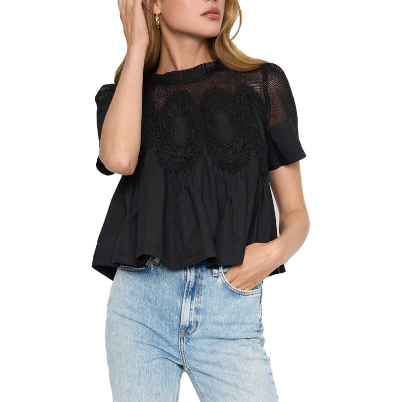 In-Stock 2026 Spring/Summer New Chiffon High-End Tops European and American Style Women's Lace Loose Short-Sleeve Shirts In-Stock 2026 Spring/Summer New Chiffon High-End Tops European and American Style Women's Lace Loose Short-Sleeve Shirts