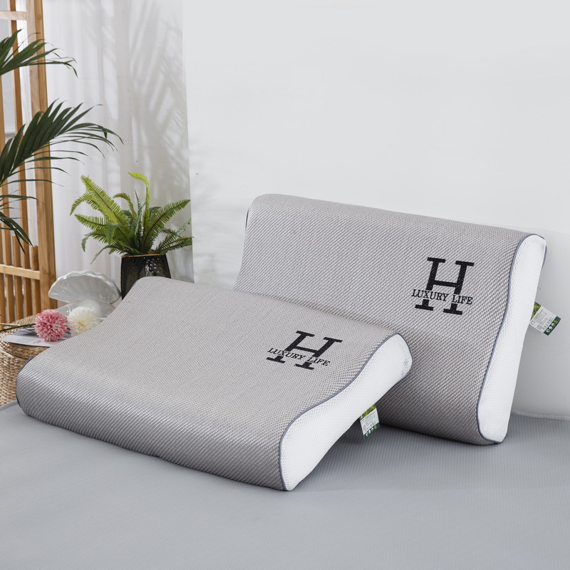 H 스타일 그레이 [베개 커버 + 라텍스 베개 코어] 1-5cm