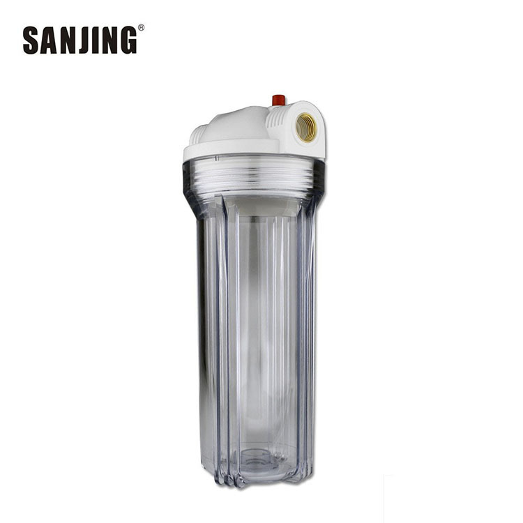 Botella de cobre del filtro del diente de 10 pulgadas 4-minute 6-minute con el barril del filtro de la válvula de escape del alivio de presión COMO botella transparente espesada del filtro con la hebilla interna