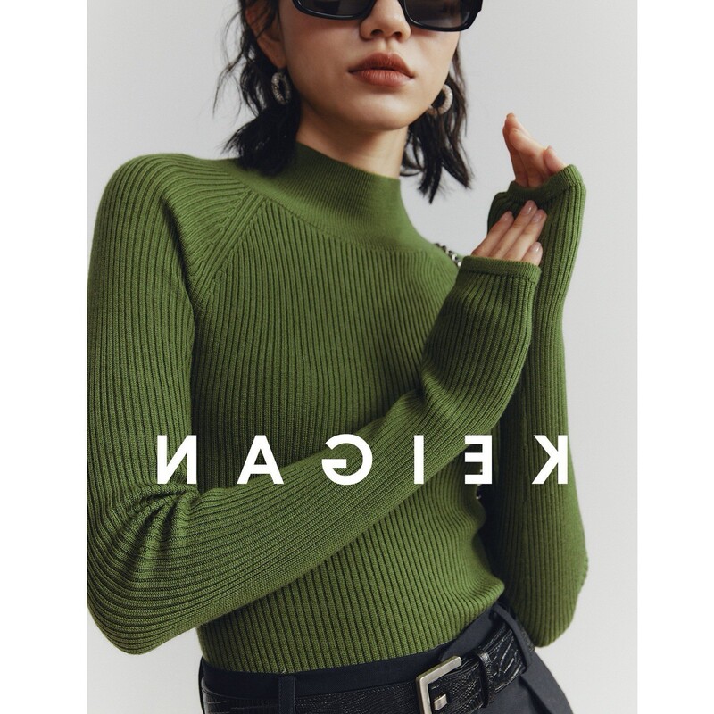 [in Stock] German Biella 120S High-Twist Ultra-Fine Wool Seamless Integrated Half-Turtleneck Thick Knit
