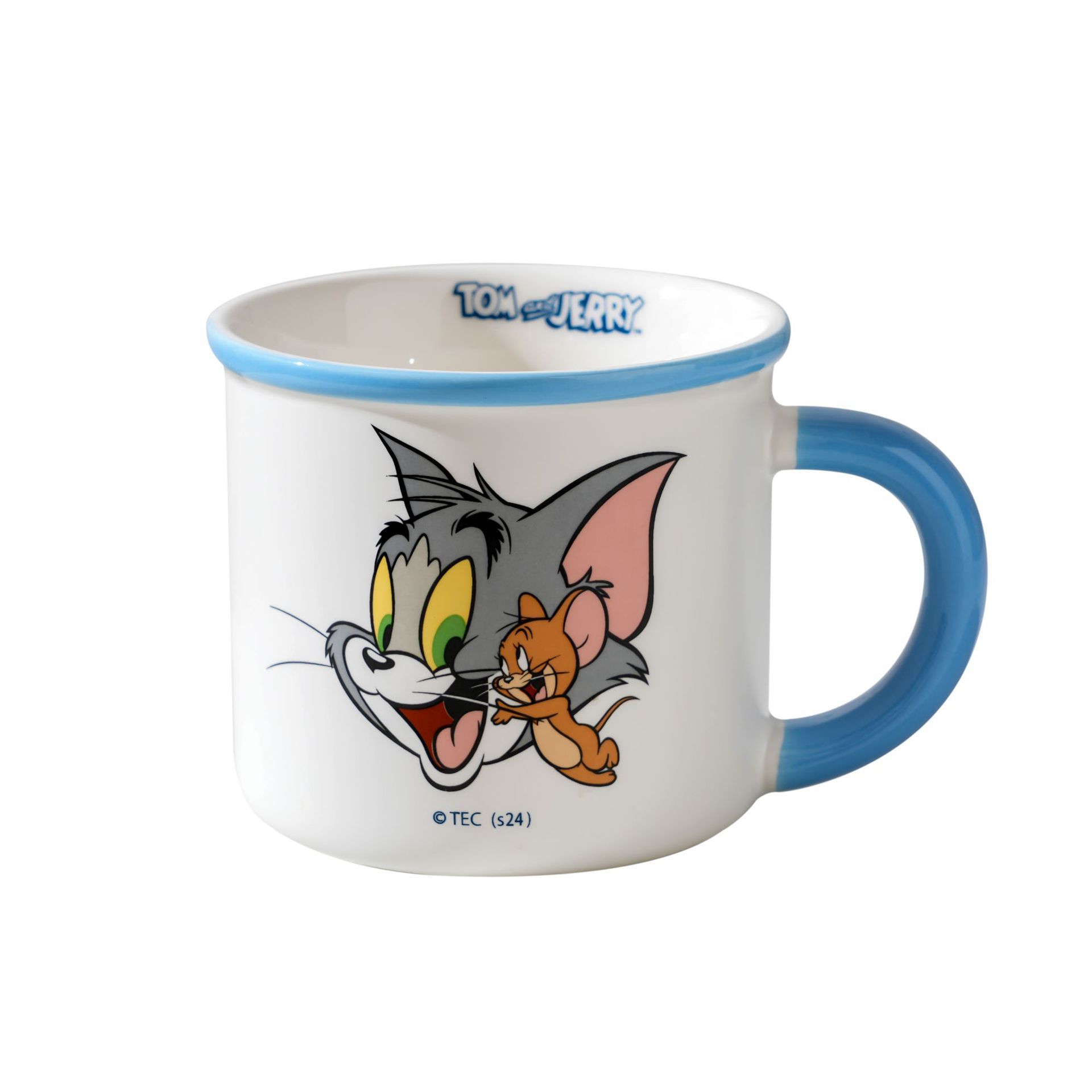Taza de cerámica de marca compartida de gato y ratón, patrón de dibujos animados, recuerdo, taza de bebida de oficina linda, taza de esmalte de imitación para el hogar