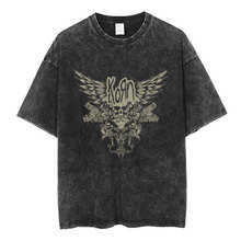 Korn Skull Wings Girls Juniors Black Washed T Shirt Metal Go