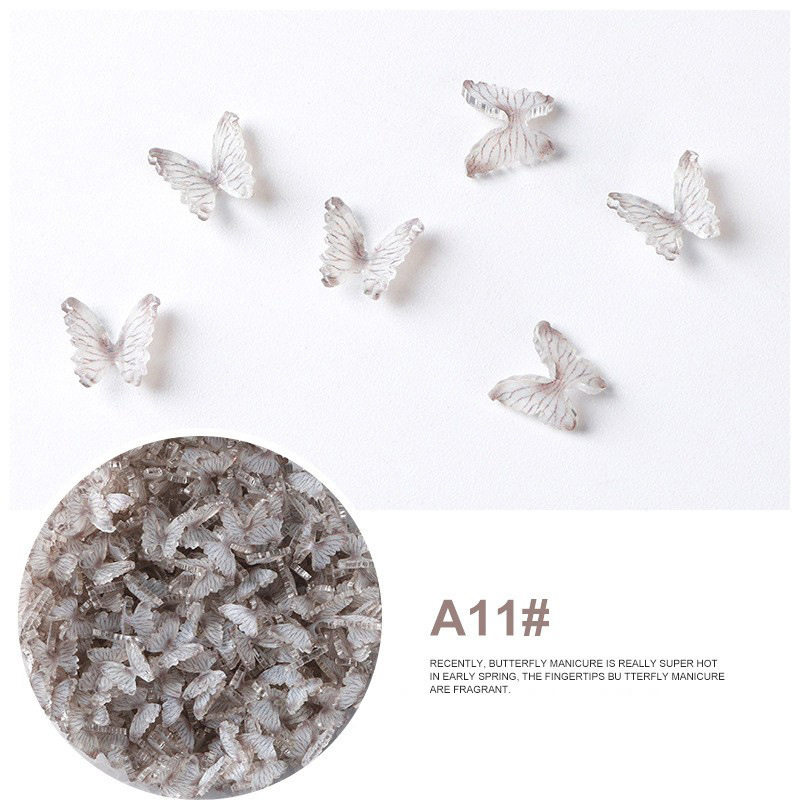 Acrílico mariposa resina tridimensional accesorios de uñas accesorios de flores plástico transparente uñas hechas a mano material DIY image 14