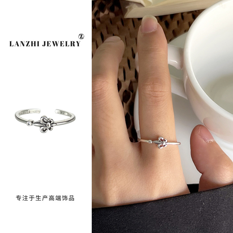 Lan Zhi 925 anillo de plata esterlina personalidad punk exagerado diseño joyería hip hop anillo abierto no desvanecimiento nicho