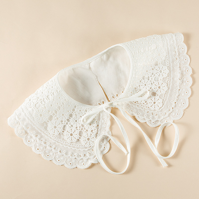 刺绣花瓣假领子女时尚 蕾丝斗篷镂空装饰领花边小披肩三层