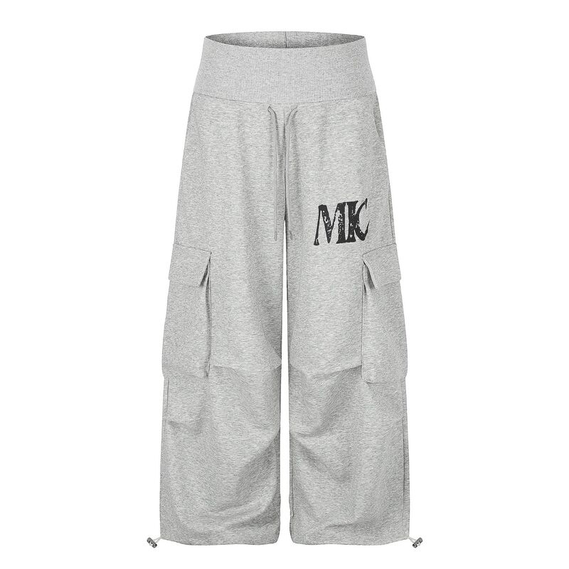 2026 Summer American-style ribbed cuffed waist letter and star wide-leg sweatpants for men and women, with pleated design and loose casual fit 2026 Summer American-style ribbed cuffed waist letter and star wide-leg sweatpants for men and women, with pleated design and loose casual fit