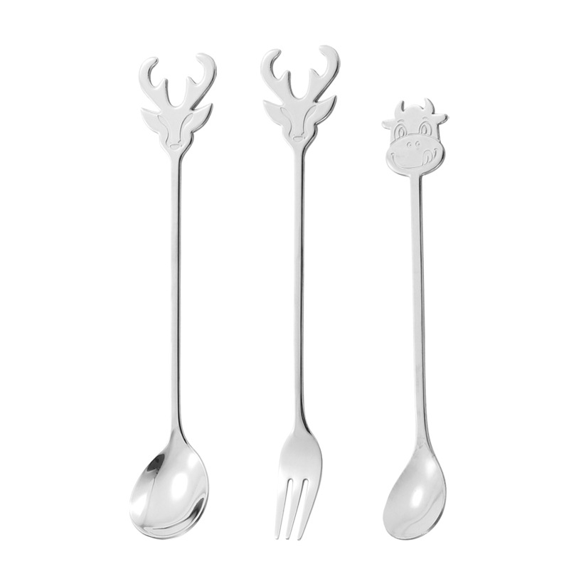 304L acero inoxidable yuan Bao cucharas bebés comer cubiertos especiales para niños aprender a comer entrenamiento autoalimentado cucharas y tenedores