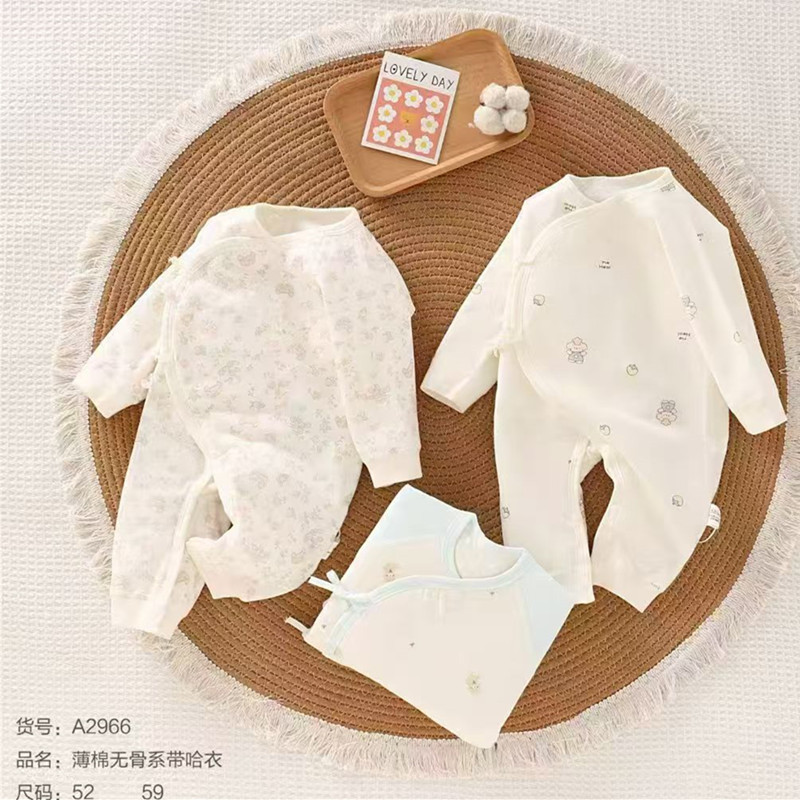 Aiying 100 Baby Autumn and Winter New Style 40g Thin Cotton Butterfly Romper with Seamless Straps for Newborns, Sizes 59-66