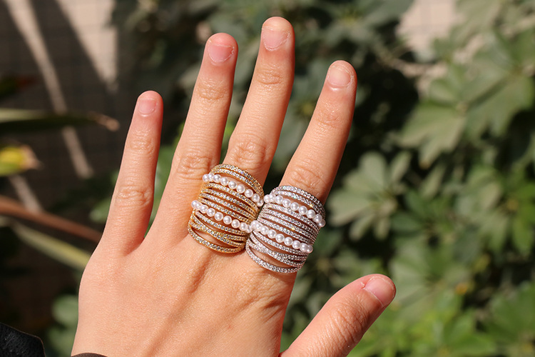 Birthday Occasion Copper Material Retro Micro Inlaid Double-layer Copper Ring
