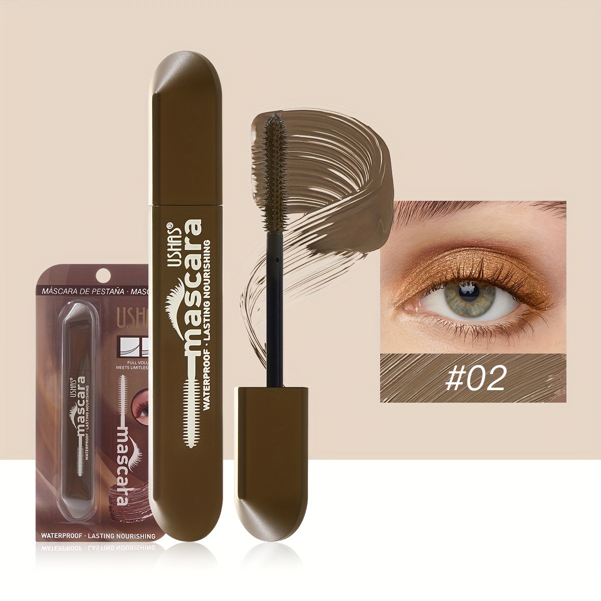 USHAS mascara espesa y delgada enroscada natural a prueba de agua MA1095F.