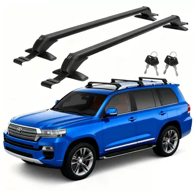 2Pcs Lockable Black Aluminum Roof Rack Cross Bars