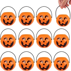 ハロウィーンカボチャ桶提灯蓋付き手提げカボチャ桶プラスチック児童キャンディー缶発光装飾用品道具