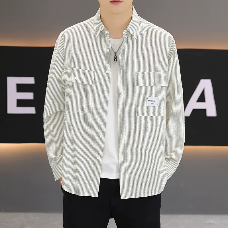 2025 Heng Xin основная акция мужская новая весенняя повседневная рубашка в гонконгском стиле с длинными рукавами куртка пальто 0108