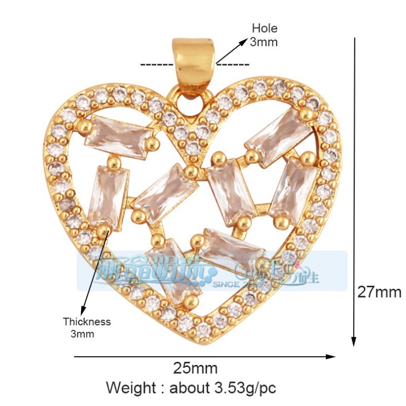 3g Weight Pendant Jewelry Making Type DIY Jewelry Accessories Classification 1 Piece Quantity Copper Material Heart Shape Pattern Hip-Hop, Vintage Style Style 1 Piece Copper Heart Shape Pendant 14