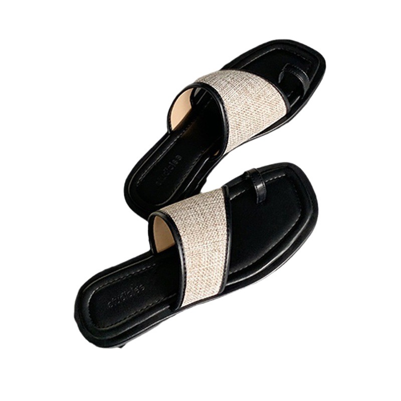 Chanel estilo toe zapatillas para las mujeres verano al aire libre 2023 nuevo estilo francés elegante sandalias de playa plana