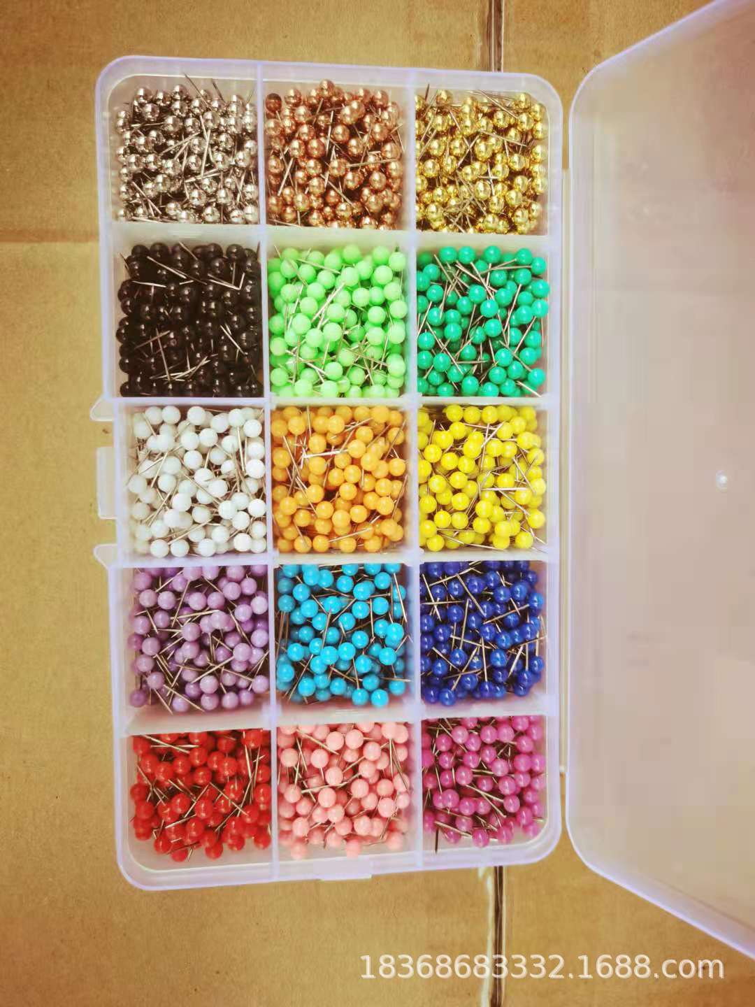Color pin 15 color tierra pin artes de pesca PIN de acero inoxidable 1500 piezas PIN en caja