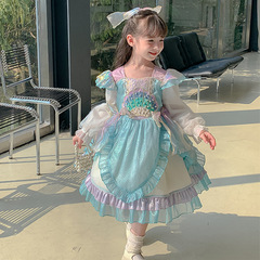 Lolita Princess Dress for Girls Spring 2024 New Girl Cotton Candy Dress Children's Birthday Outfit Elsa Dress