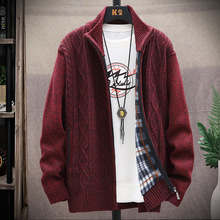 秋冬季男士新款加絨加厚毛衣外套夾克針織開衫韓版中青年男裝外貿