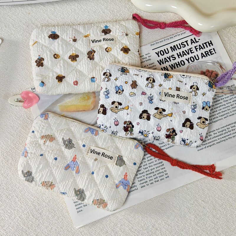 Cross-Border Quilted Cartoon Makeup Storage Bag, Large Capacity Portable Storage Pouch, Customizable Logo Coin Purse
