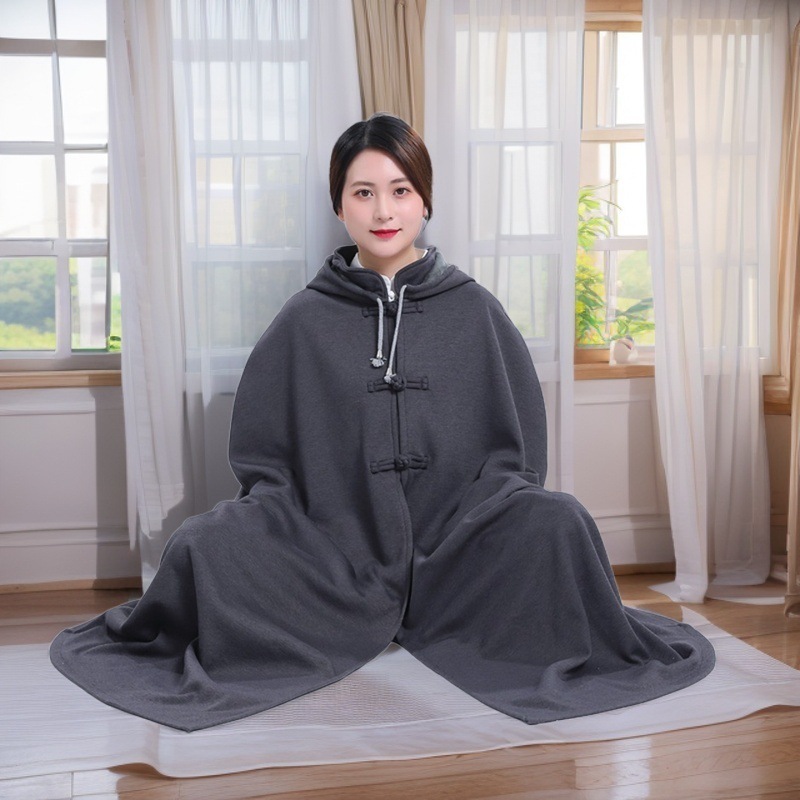 Combed Cotton Fleece-Lined Spring, Autumn and Winter Meditation Cloak, Zen Meditation Cape, Shawl, Monk's Clothing, Layperson's Clothing, Unisex