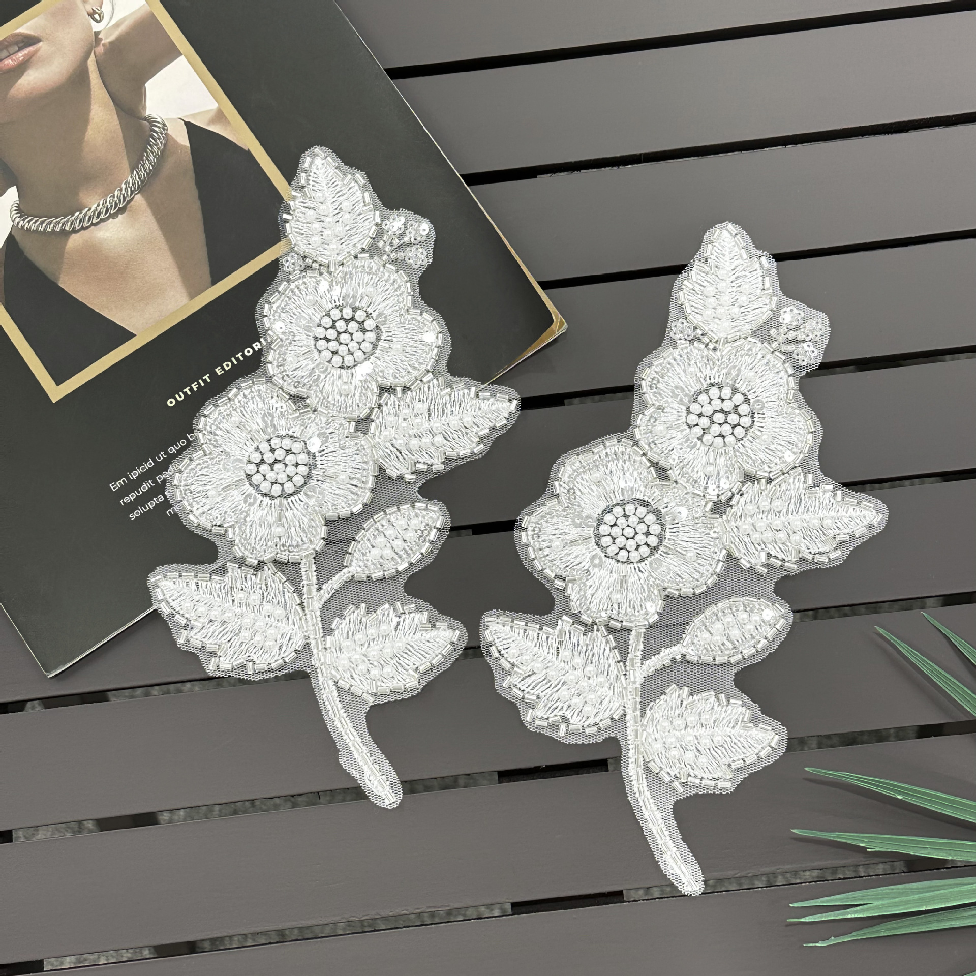 Clavado a mano flor de tela estereoscópico esquinilla de encaje flor de ropa vestido de boda accesorios de decoración en stock al por mayor image 4