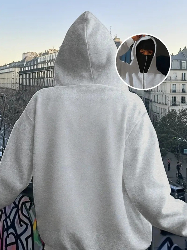 女士时尚街头风巴拉克双帽双领拉链卫衣，女性必备时尚单品|undefined