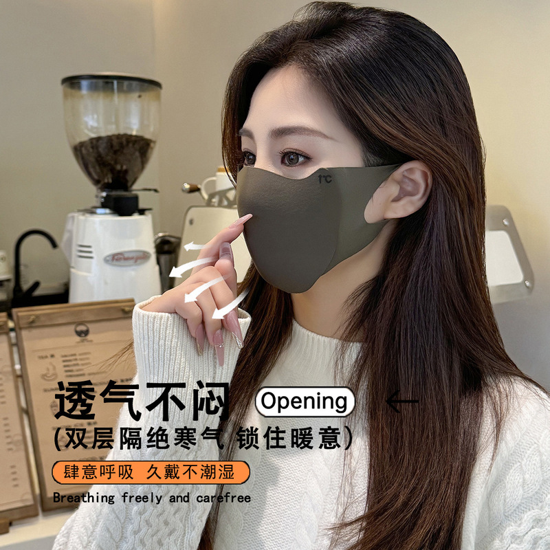 秋冬季保暖口罩透气女高颜值户外骑行防风防寒护脸护眼角面罩加厚|undefined