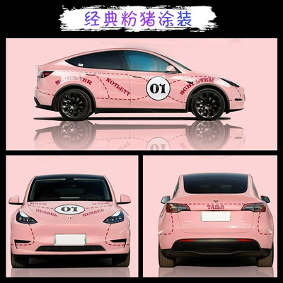 Auto Color Change Film Custom Car Wrap Film - 15-classic-pink-pig-painting-contact-customer-service-for-details