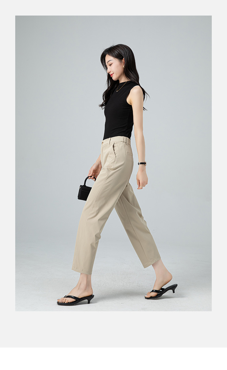 Quần culottes nữ ống rộng dáng suông, vải mỏng nhẹ chống nhăn, ủi tay thoải mái — Phấn hoa anh đào (phù hợp với thân hình quả táo) chi tiết 4