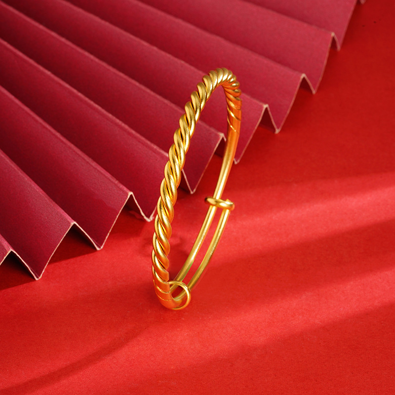 De largo tiempo no se desvanece antiguo arena oro giro abierto-boca pulsera de cobre genuino imitación oro pulsera suministro directo de fábrica Live Broadcast caliente