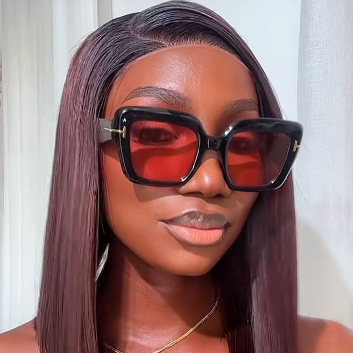 字母T方形墨镜2024新款高级感时尚防晒防紫外线欧美拍照太阳眼镜