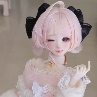 Парик для кукол BJD розовый короткий заготовка