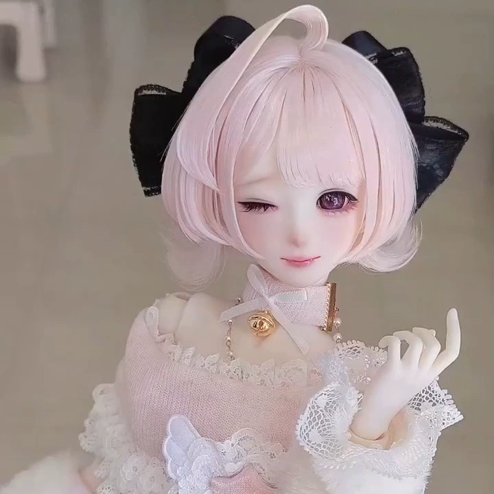 Парик для кукол BJD розовый короткий заготовка