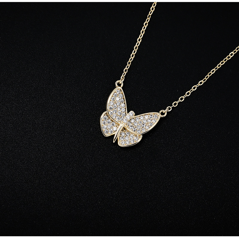 Fashion Butterfly Copper Plating Zircon Pendant Necklace 1 Piece