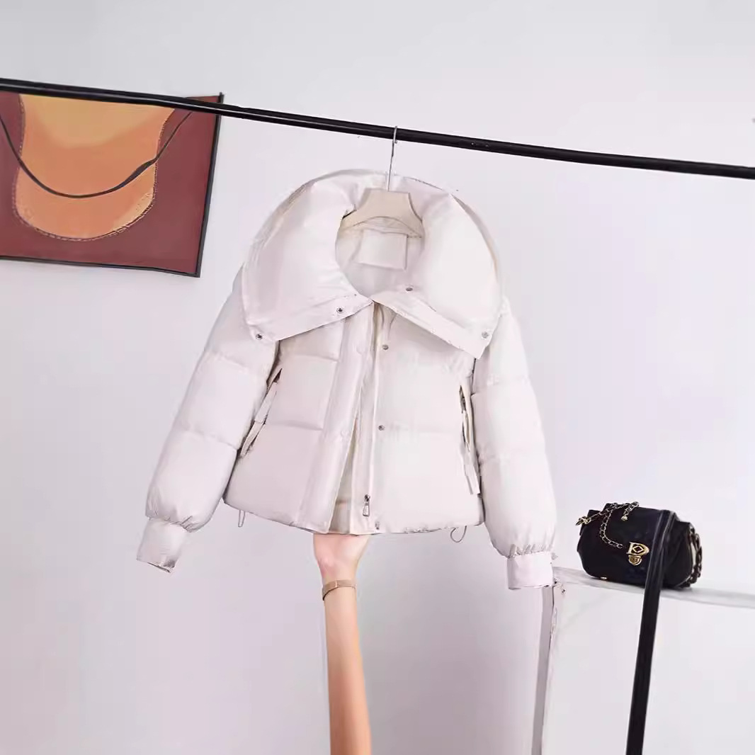 Algodón de pluma para mujeres sueltas engrosadas de moda coreana 2024 nueva moda pequeña chaqueta alta corta