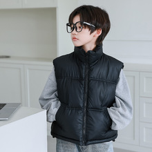 外贸新款儿童小羊皮棉马甲秋冬加厚中大童立领马甲韩版男女童外套