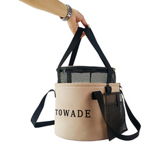 Outdoor portable PVC water bucket, foldable camping fishing folding bucket, fruit washing mesh bag, leisure bucket