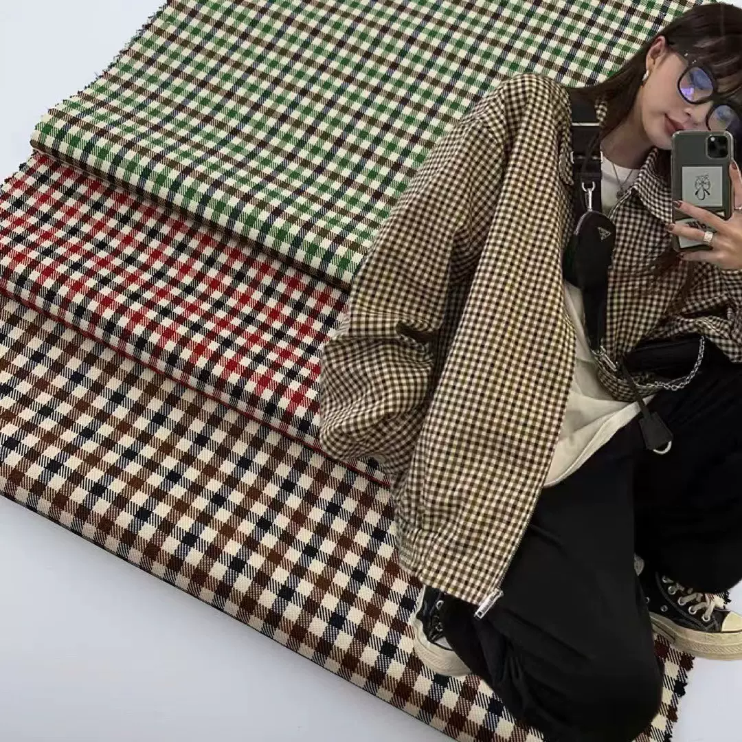 新品 彩色小格子细格子面料 外套西装格子布