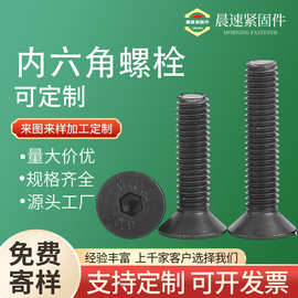 8.8级高强度沉头内六角发黑螺丝平头内六星螺栓M3/M4/M5/M6 M8