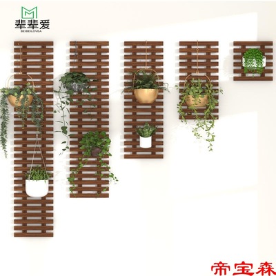 balcony solid wood Showy wall decorate Bamboo fence enclosure shop decorate Scindapsus Hanger simulation Botany