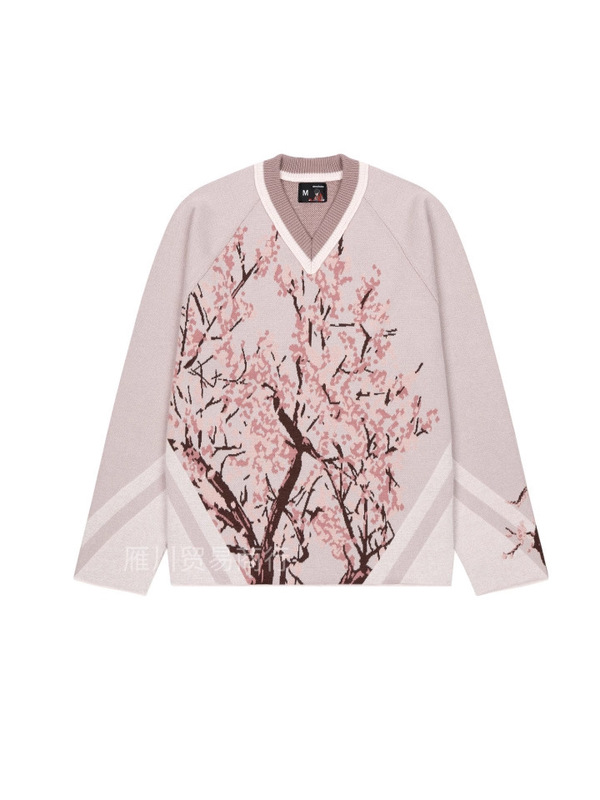 欧美derschutze blossom秋冬v领毛衣y2k复古潮流宽松套头针织衫|undefined