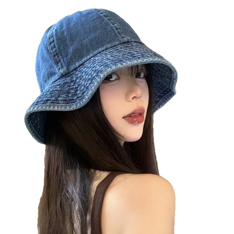 牛仔渔夫帽女春夏季日系大头围遮阳盆帽百搭显脸小水桶帽子男女款|undefined