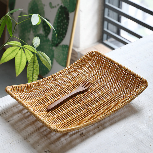 Nordic style fruit plate New Year's household living room snacks dried fruit storage basket bread snack snack basket imitation rattan