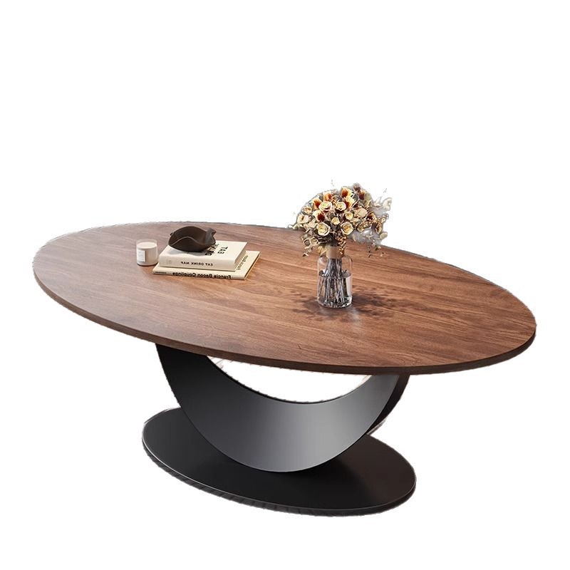 Italiano lujoso mesa de té de madera sólida de nuez sala de estar minimalista de diseño oval mesa de té medieval