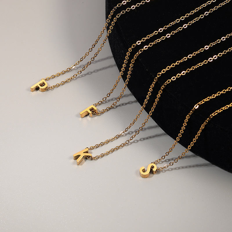 7g Weight 0.03µm Gold Plating Thickness PVD Coated Gold Plating Process Wholesale Jewelry Simple Style Letter Stainless Steel Gold Plated Plating