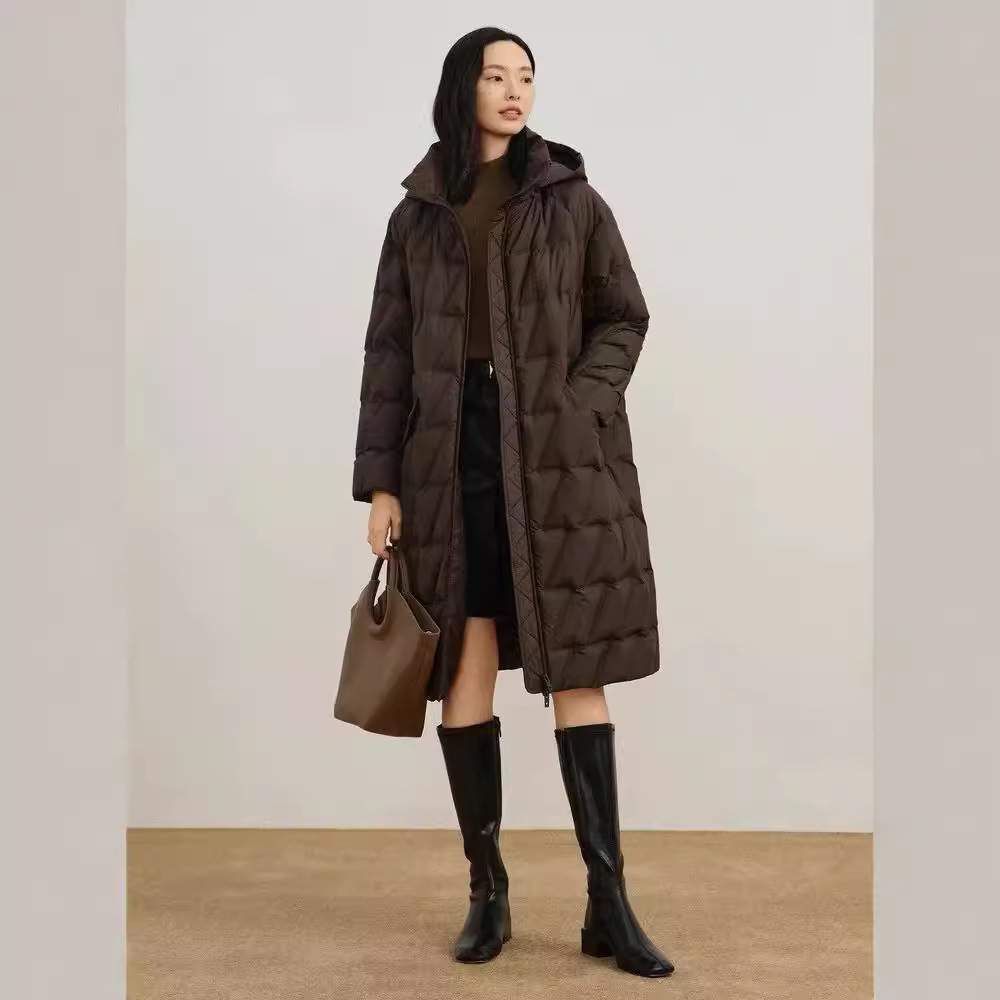 Cross-Border Autumn and Winter New Style Loose Slimming Cocoon-Shaped White Duck down Handsome and Stylish Mid-Length Jacket Light and Warm